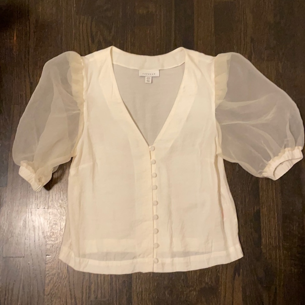 Topshop Organza sleeve blouse